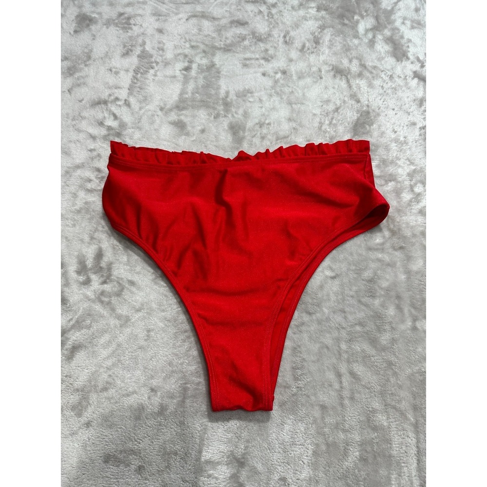 Express Bottoms Womens Size Large Red Ruffled Waistline Mid Rise EUC